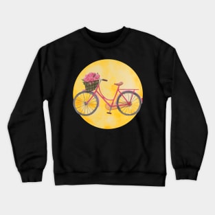 Girly Bicycle with flowers Yellow Pink Crewneck Sweatshirt